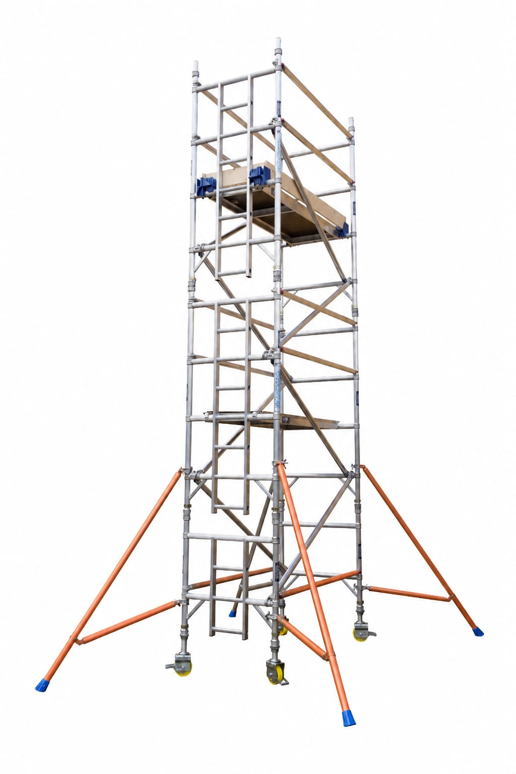 LEWIS 3T industrial scaffold tower with orange stabilisers